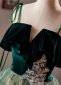 Green Velvet Ruffle Spaghetti Straps Party Dress 1