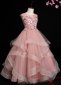 Pink Kids Princess Embroidery Applique Flower Girls Party Dress 2