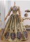 Gold Floral Patterns Embroidered Brocade Masquerade Dress 2