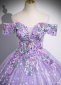 Purple Off Shoulder Neck Party Formal Dress 2