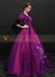 Purple Lace Short Flare Sleeves Floral Rococo Masquerade Dress Theater Costume 2