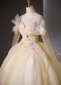 Girls Flower Yellow Tulle Prom Homecoming Dress 3
