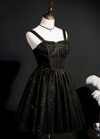 Black Sexy Short Sequin Corset Backless Prom Dress Girls Party Cocktail Dress