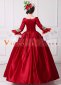Red Long Flare Sleeves Vintage Lace Floral Wedding Ball Gown Theater Dress 5