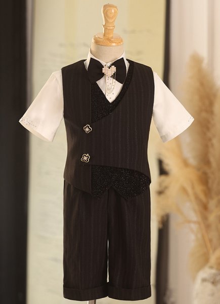 Kids 5 Piece Formal Blazer Boys Vest and Half Pants Dress Suits Set for School