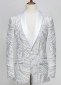 Men White Cashew Flower Shiny Sequin Floral Shawl Lapel Suit Jacket Weddings Prom Banquets Formal Blazer