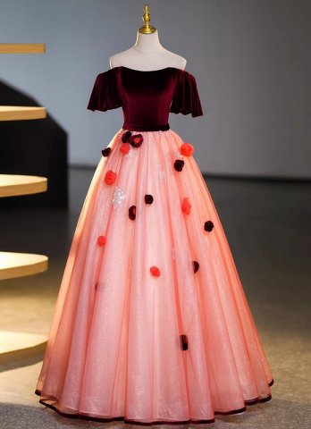 Burgundy Velvet Off the Shoulder Sexy Formal Party Dresses