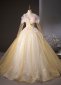 Girls Flower Yellow Tulle Prom Homecoming Dress