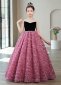 Rose Flower Sleeveless Christmas Party Dress Beauty Contest Ball Gown