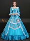 Blue Short Flare Sleeves Lace Floral Rococo Masquerade Lolita Dress Gown