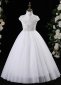 White High Neck Girls Tulle Beauty Contest Party Dresses