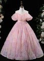Children Ruffle Shoulder Tulle Flowers Prom Fancy Dresses