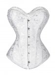 Vintage White Brocade Jacquard Overbust Corset