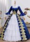 Blue Embroidered Lace Masquerade Ball Gown Historical Dress 2