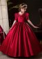 Christmas Girl Burgundy A line Satin Formal Dress 4