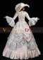Blue Long Flare Sleeves Lace Embroidered Vintage Rococo Dress with Hat 2