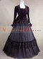 Purple Velvet Long Sleeve Bow Ruffles Renaissance Gothic Victorian Dress