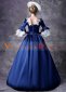 Blue Long Sleeve Lace Embroidered Rococo Renaissance Ball Gown Reenactment Theater Dress 4