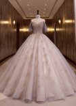 Sequin Gold Wire Tulle Formal Dress Light Purple Women Ball Gown