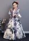 Elegant Flower Printed Girls Souther Bell Princess Dress