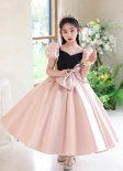Upscale Pink Girl Princess Satin Bow Prom Homecoming Dress