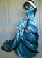 Blue Vintage Victorian Bustle Dresses Renaissance Medieval Wedding Dress Gown