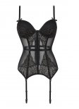 Black Overbust Corset With Lace And Mesh Panels Lingerie