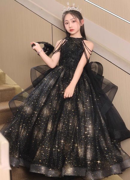 Girls Black Stage Show Graduation Party Dress