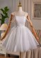 White Jacquard Beading Tulle Formal Dress