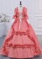 Renaissance Rose Red Floral Pattern Jacquard Ball Prom Dress