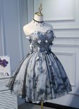 Women Corset Cocktail Printed Short Party Dress Sweet Dama Dresses for Quinceanera