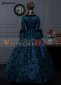Blue Long Sleeves Gothic Victorian Ball Gown Dress