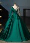 Green Red Satin Long Sleeve Stage Formal Dress