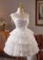 White Off the Shoulder Appliques Mini Ball Gown Cocktail Dress 1