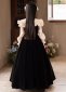 Vintage Girls Black Velvet Masquerades Party Dress 4