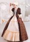 Coffee Floral Women Gothic Victorian Dress Gown