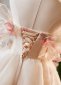Girls Pink Off the Shoulder Applique Graduation Dress 2