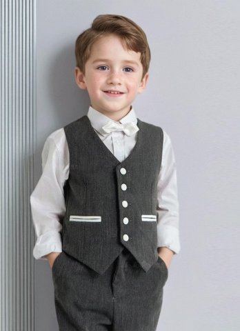 Boys Formal Tuxedo long Sleeve Shirt Vest Pants Outfit Kids Gentlemen 4Pcs Suits