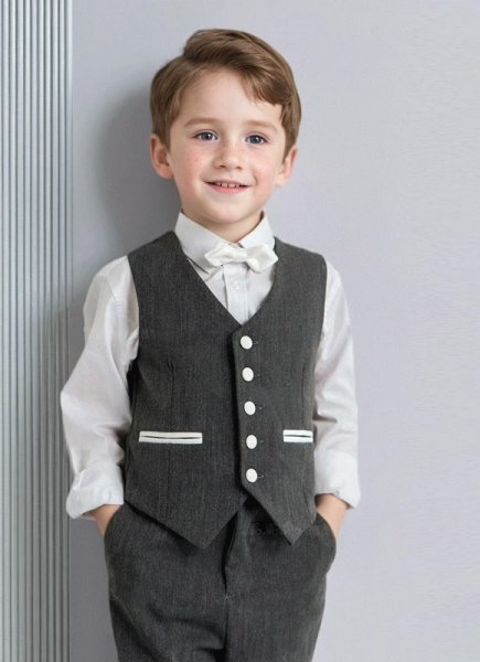 Boys Formal Tuxedo long Sleeve Shirt Vest Pants Outfit Kids Gentlemen 4Pcs Suits