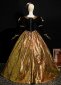 Black Velvet and Coffee Floral Jacquard Masked Prom Party Dress 3