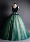 Women Green Sequin Sleeveless Evening Prom Ball Gown Dress