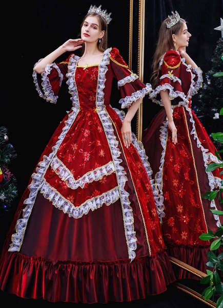 ワインレッドウェディング| 誕生日| クリスマスドレスガウン再現劇場服