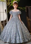 Children Girls Shiny Sequin Prom Homecoming Dress