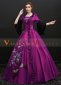 Purple Lace Short Flare Sleeves Floral Rococo Masquerade Dress Theater Costume
