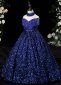 Vintage Girls Bead Fringe Party Sequin Formal Dresses Blue