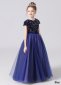 Girls Sequin Mesh Princess Party Formal Dress Blue