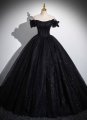 Stunning Black Off The Shoulder Tulle Holiday Party Dress