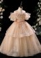 Children Sequin Bead Ruffle Sleeve Thanksgiving Party Formal Dress 2