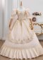 Champagne Embroidered Lace Puff Sleeve Formal Prom Dress