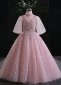 Little Girls Mock Neck Polka Dots Tulle Wedding Engagement Dresses